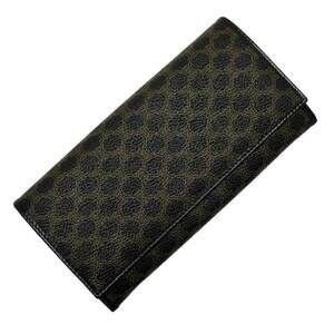 Celine Macadam Long Wallet Black Brown Leather